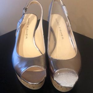 Marc Fisher Pewter cork wedge